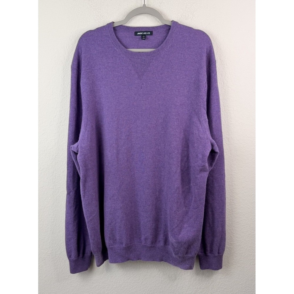 Jackthreads 100% Cashmere Sweater Men's XXL Purple Crewneck Quiet Luxury Preppy